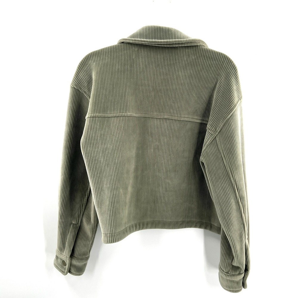 Elie Tahari sage green corduroy cropped trucker chore jacket boxy fit SOFT L - Picture 8 of 9